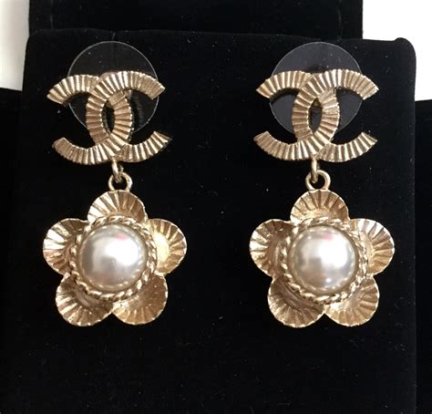 chanel classic pearl cc earrings|authentic chanel earrings cc.